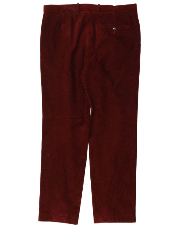 Marks & Spencer Mens Tailored Fit Straight Corduroy Trousers W34 L31 Red