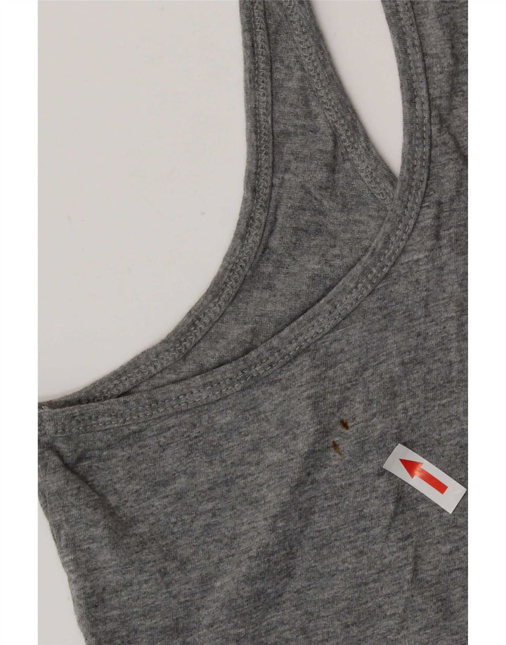 Puma Womens Graphic Vest Top UK 12 Medium Grey Cotton