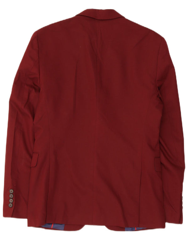Zara Mens 2 Button Blazer Jacket EU 46 Small Burgundy