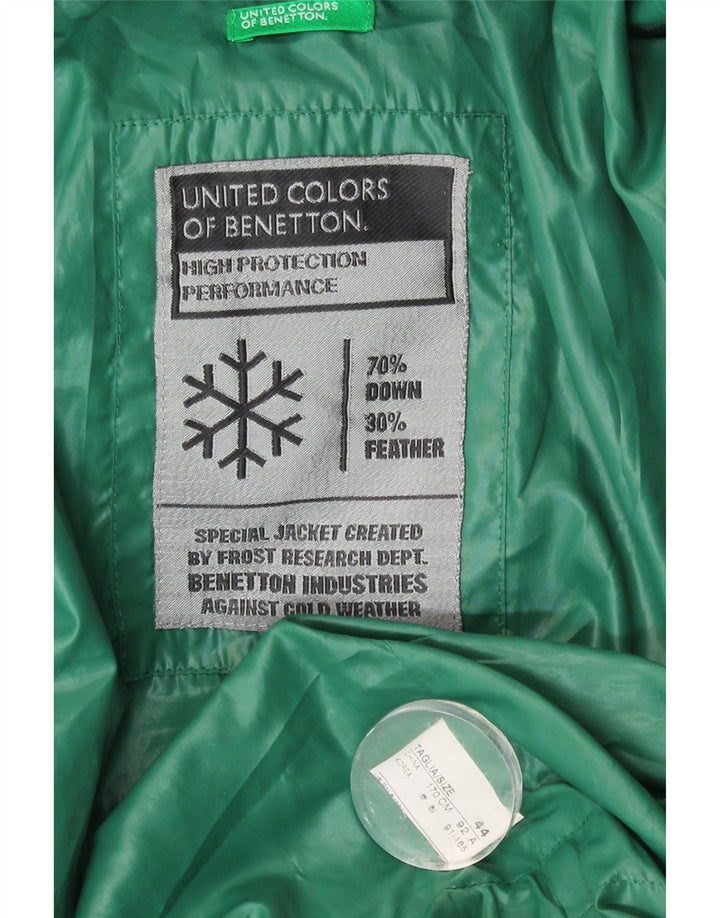 Benetton Womens Hooded Padded Jacket IT 44 Medium Green Polyester