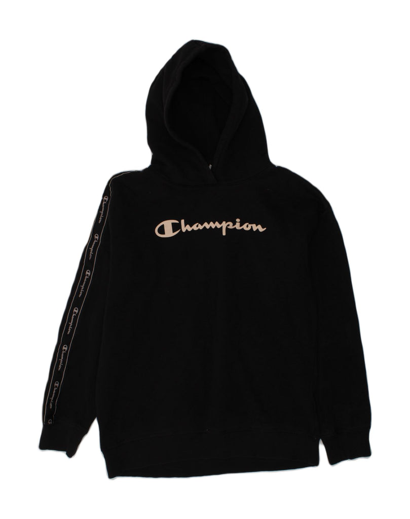 CHAMPION Boys Graphic Hoodie Jumper 13-14 Years XL Black Cotton | Vintage Champion | Thrift | Second-Hand Champion | Used Clothing | Messina Hembry 