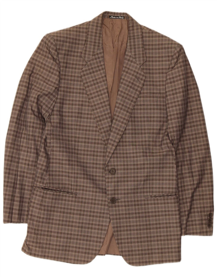 Giorgio Armani Mens 2 Button Blazer Jacket UK 34 XS Brown Check