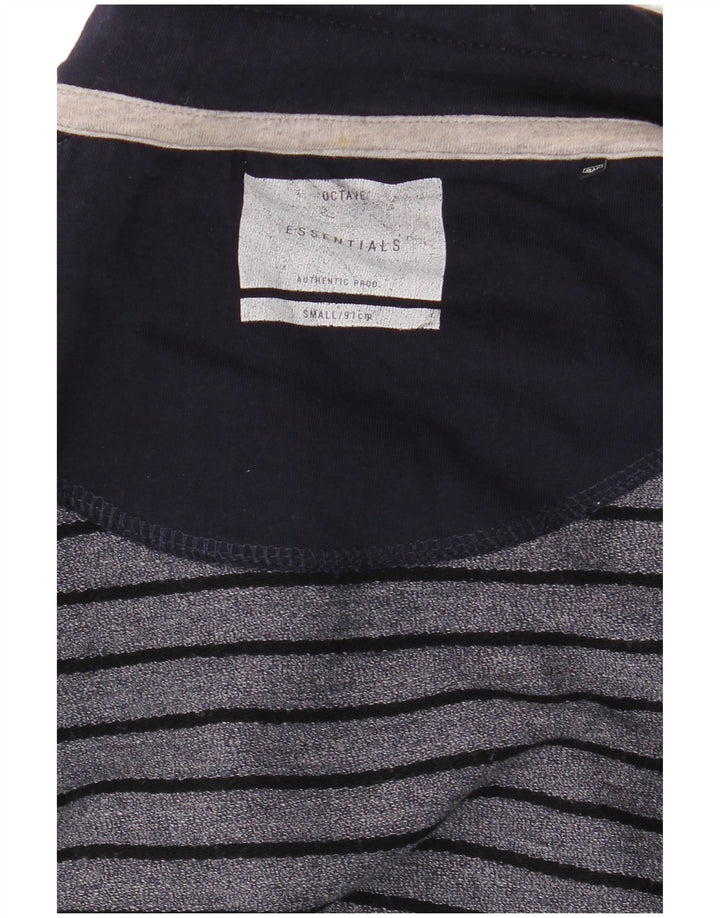 Essentials Mens Top Long Sleeve Small Navy Blue Striped