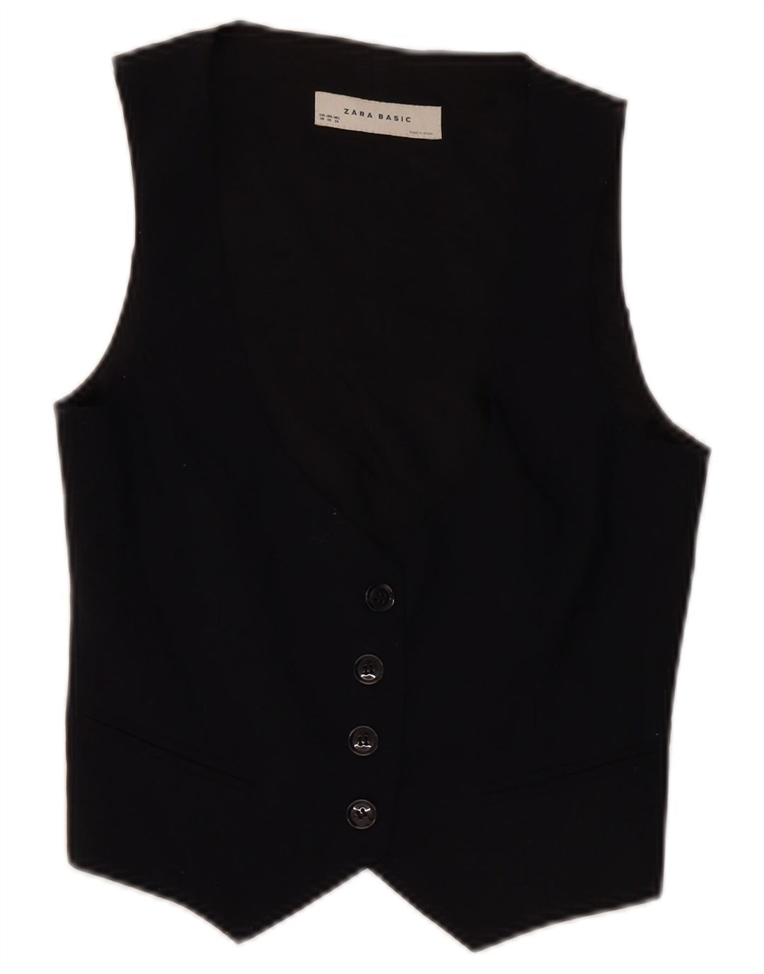 Zara Womens Waistcoat UK 6 XS Black Polyester