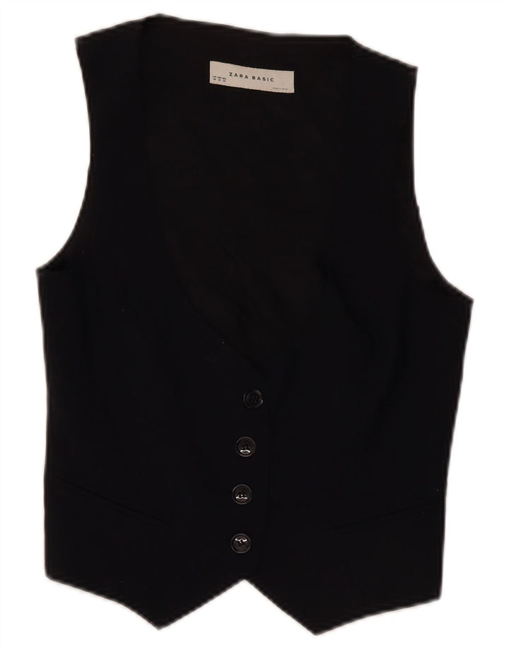 Zara Womens Waistcoat UK 6 XS Black Polyester
