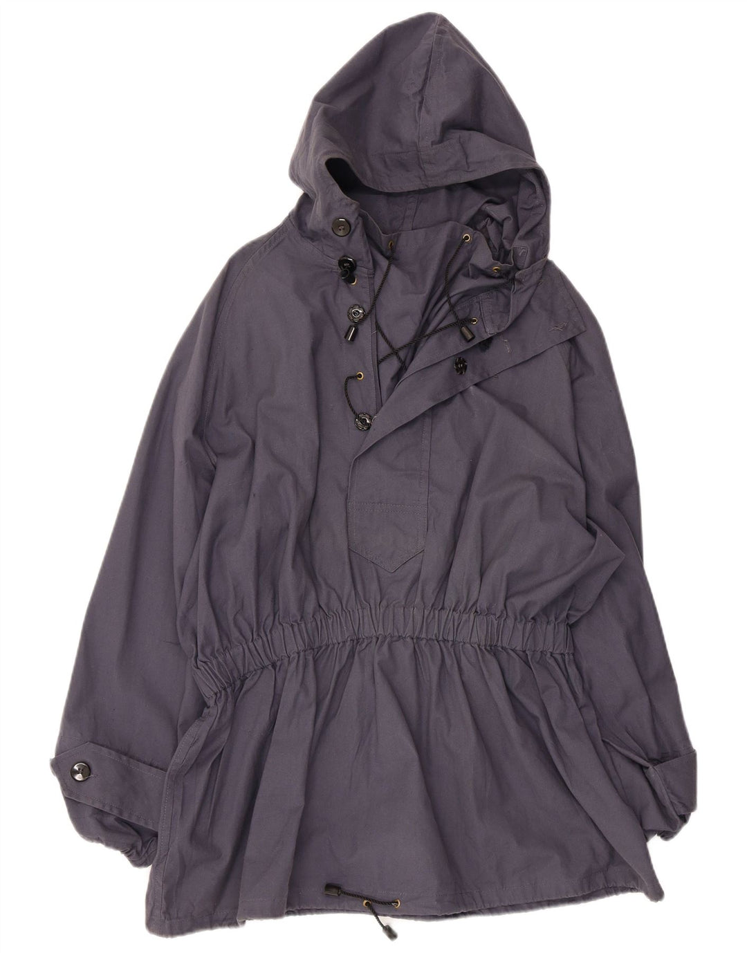 Vintage Womens Hooded Anorak Jacket IT 52 XL Navy Blue