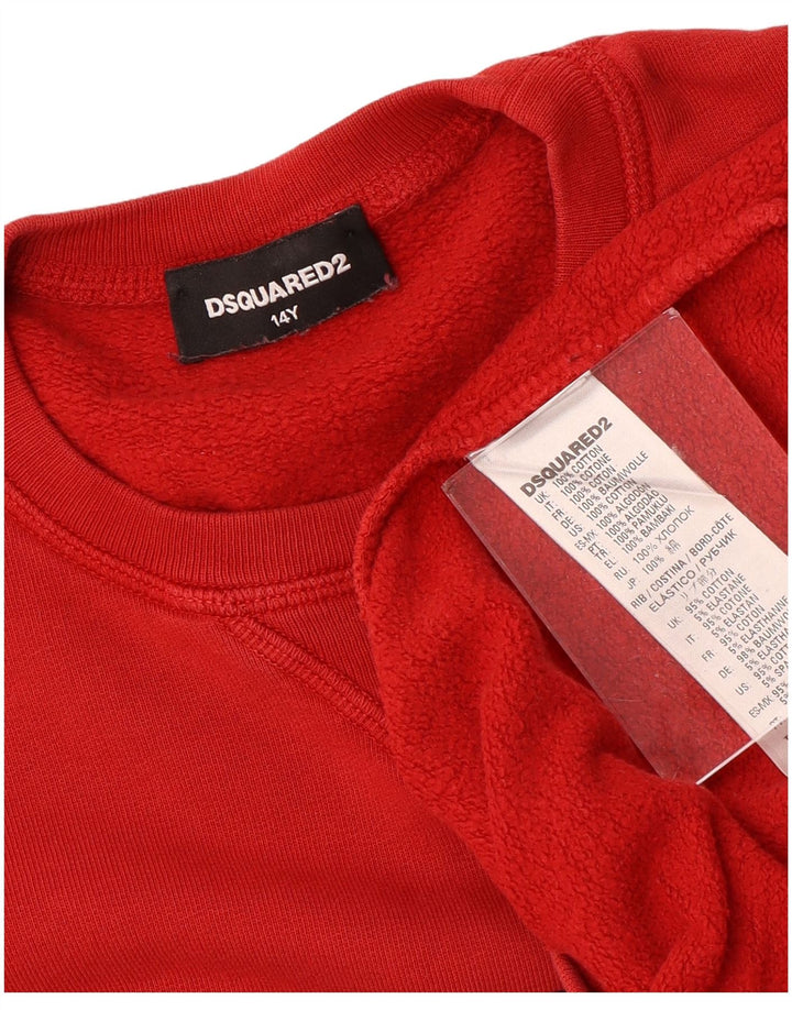 DSQUARED2 Boys Graphic Sweatshirt Jumper 13-14 Years Red Cotton