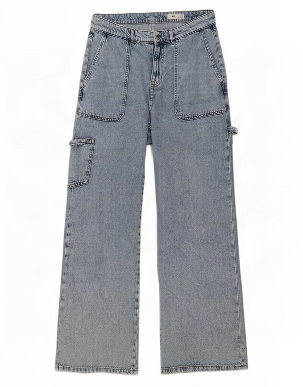 Marks & Spencer Womens High Waist Wide Leg Jeans UK 12 medium W32 L32 Blue