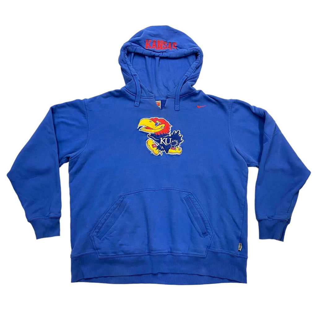 Kansas Jayhawks Nike Hoodie | Vintage University Athletics Team Sportswear Blue | Vintage Messina Hembry | Thrift | Second-Hand Messina Hembry | Used Clothing | Messina Hembry 