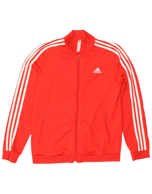 Adidas Womens Primegreen Tracksuit Top Jacket UK 12/14 Medium Red Polyester