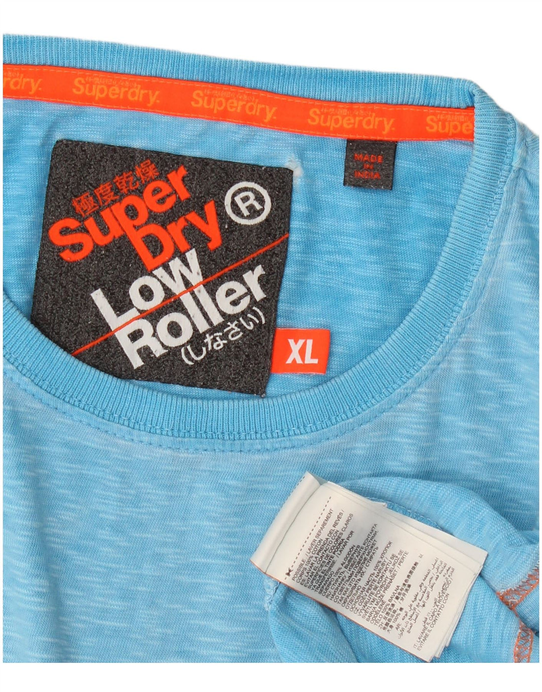 Superdry Mens T-Shirt Top XL Blue Flecked Cotton