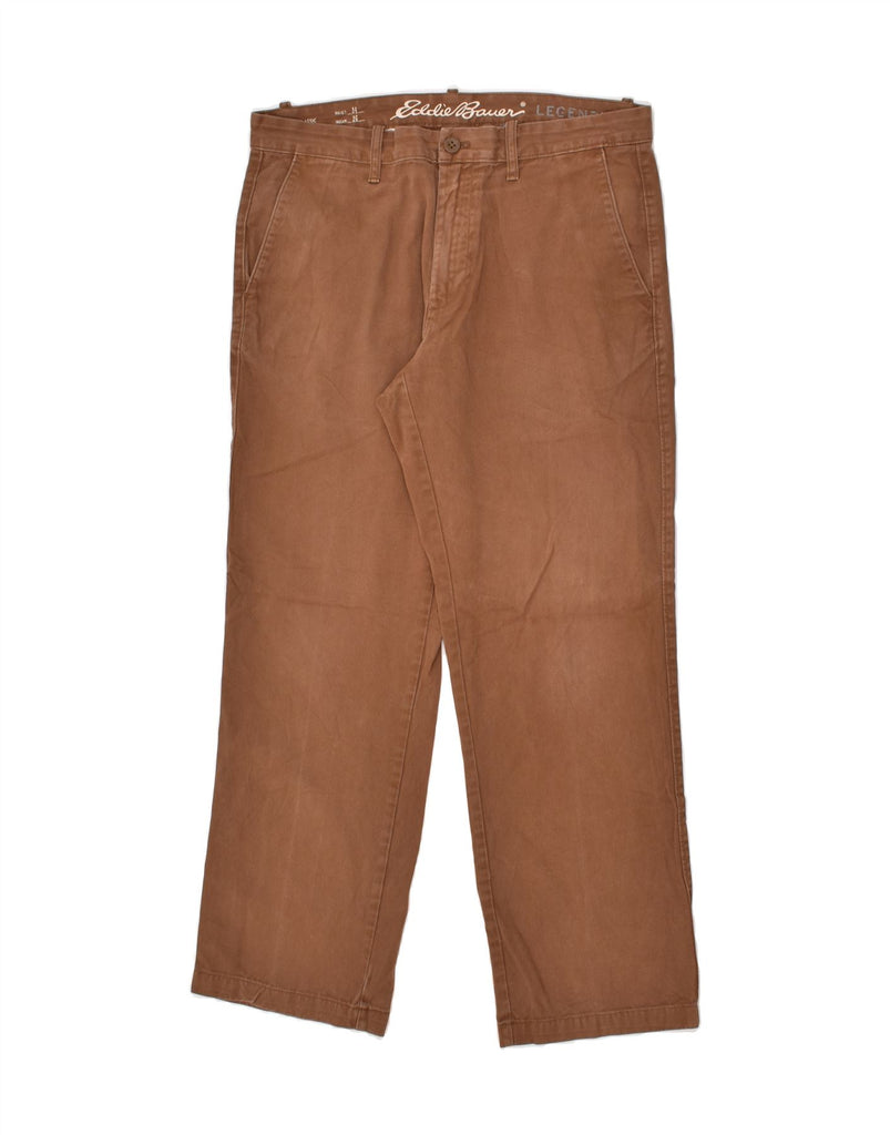 EDDIE BAUER Mens Straight Chino Trousers W34 L30 Brown Cotton | Vintage Eddie Bauer | Thrift | Second-Hand Eddie Bauer | Used Clothing | Messina Hembry 