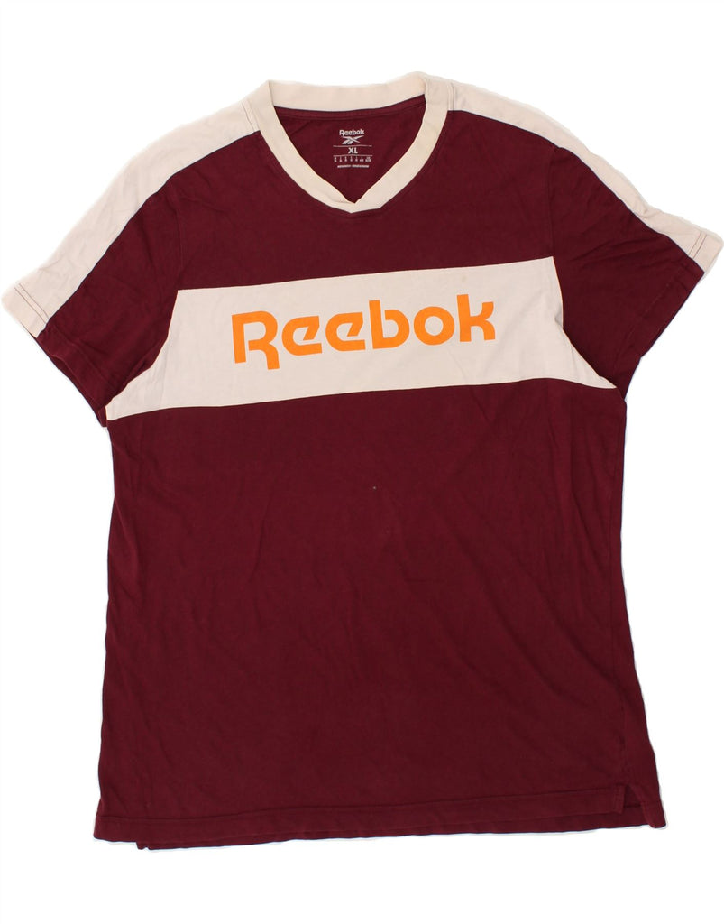 REEBOK Mens Graphic T-Shirt Top XL Burgundy Cotton | Vintage Reebok | Thrift | Second-Hand Reebok | Used Clothing | Messina Hembry 