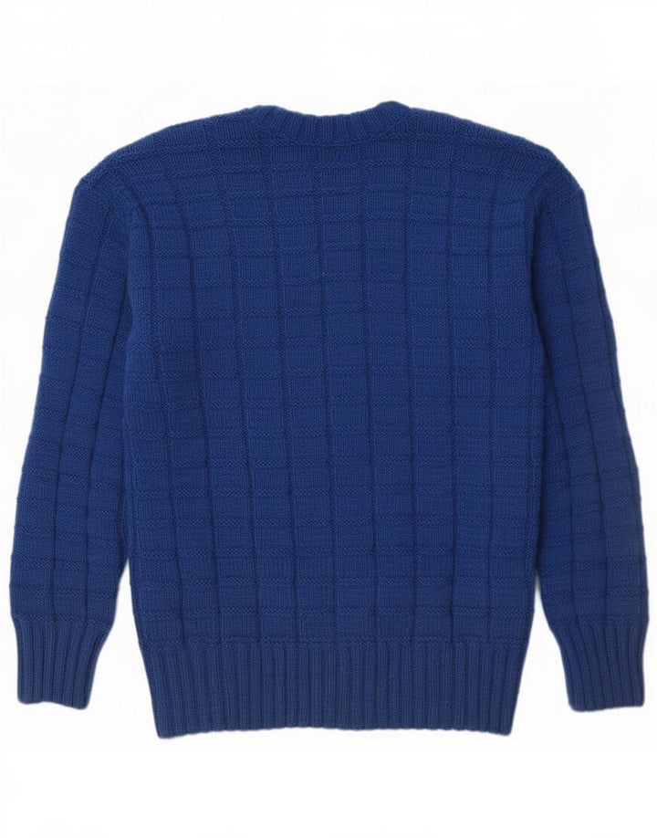Vintage Mens V-Neck Jumper Sweater Small Blue