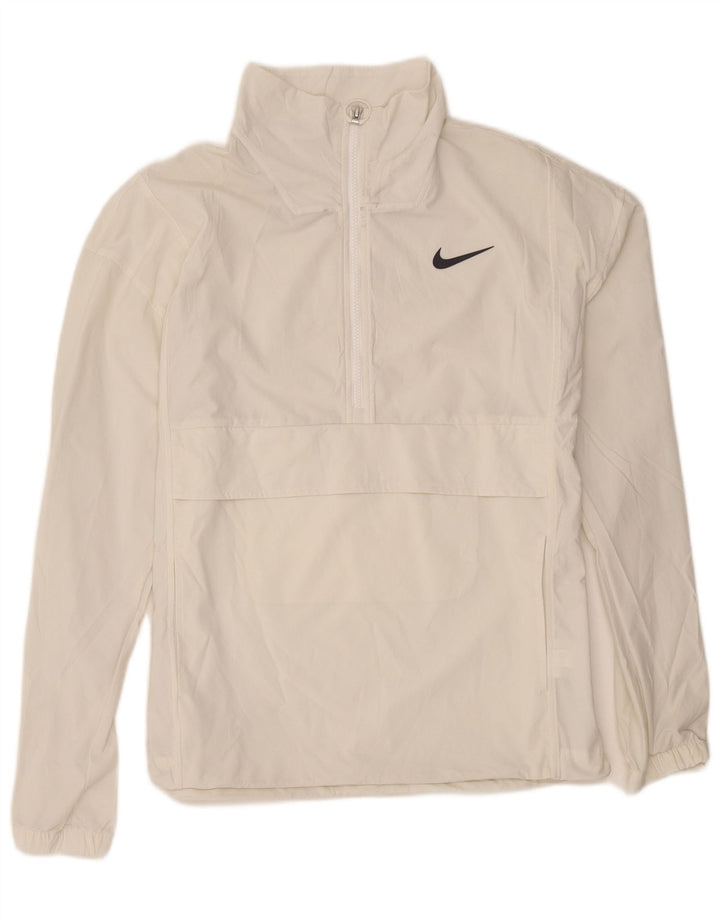 Nike Mens Zip Neck Pullover Tracksuit Top Medium White Nylon