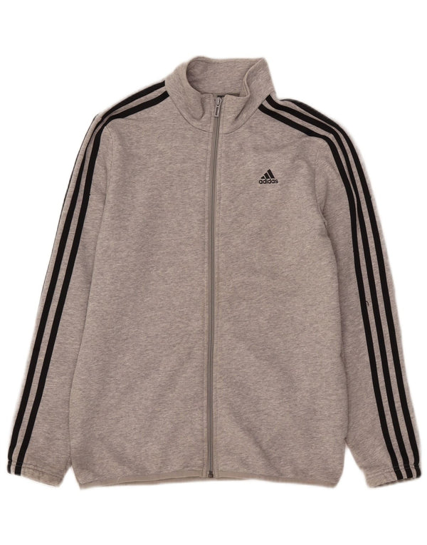 Adidas Boys Tracksuit Top Jacket 13-14 Years Grey Cotton