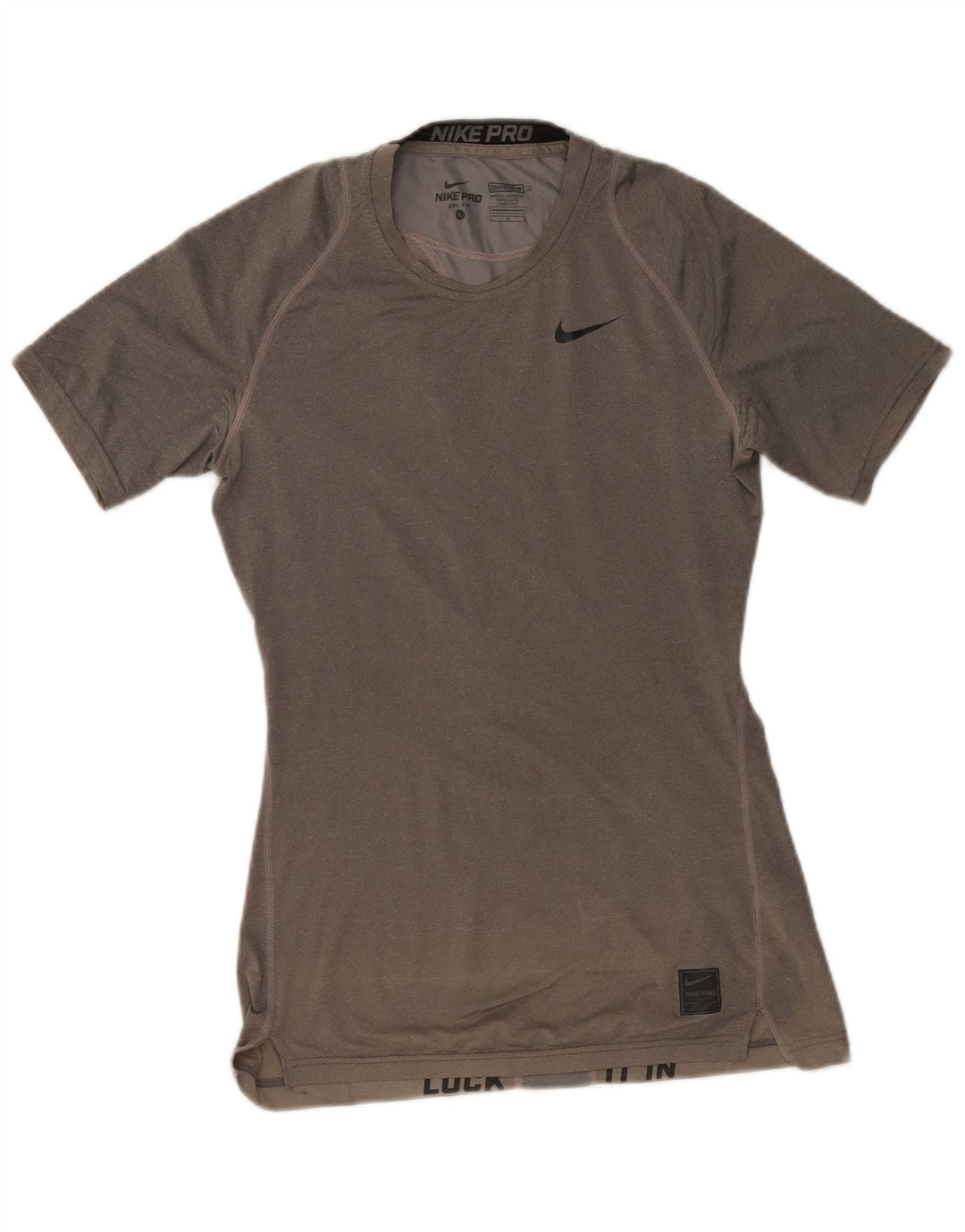 Nike Womens Dri Fit T-Shirt Top UK 14 Large Grey Polyester