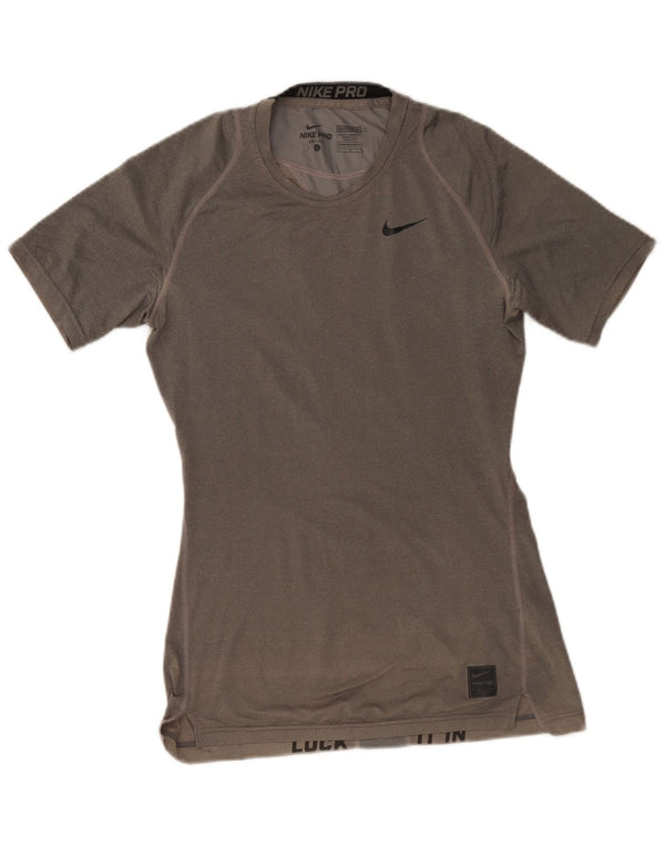 Nike Womens Dri Fit T-Shirt Top UK 14 Large Grey Polyester