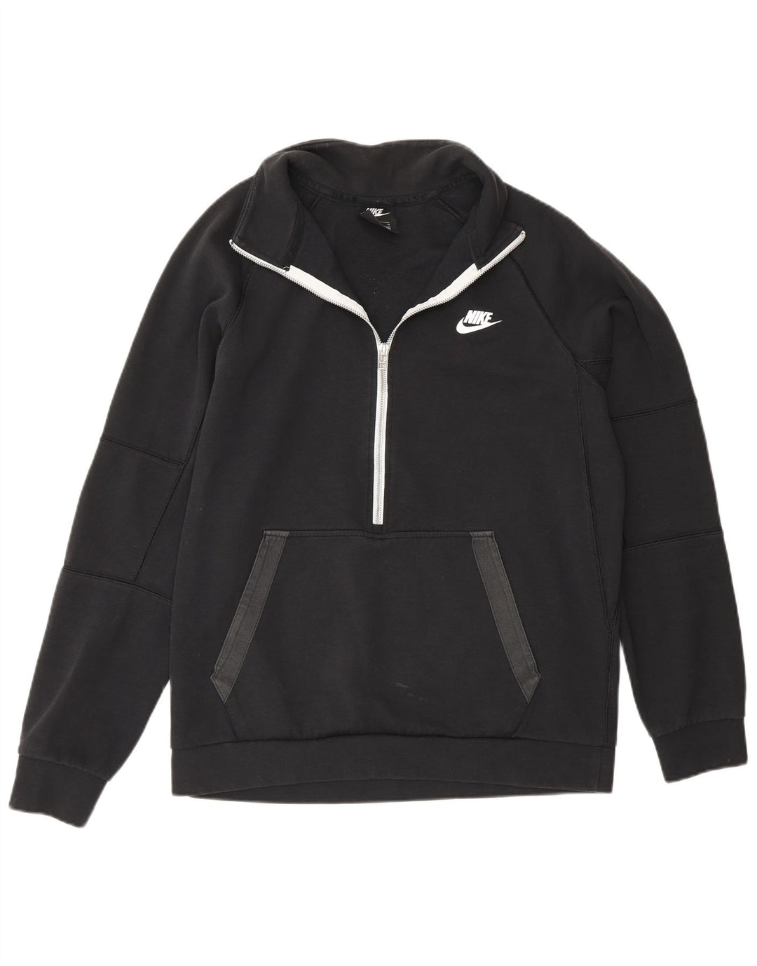 Nike Mens Zip Neck Sweatshirt Jumper Medium Black Cotton