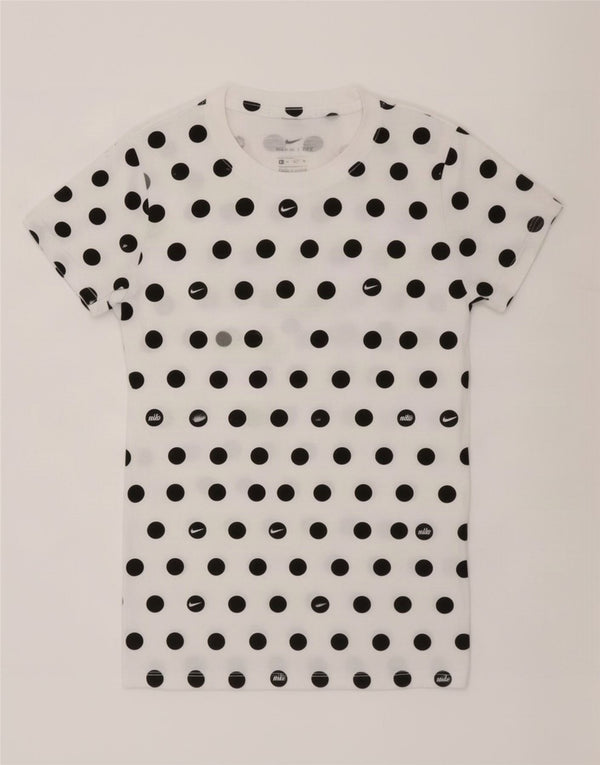 Nike Womens T-Shirt Top UK 6 XS White Polka Dot Cotton