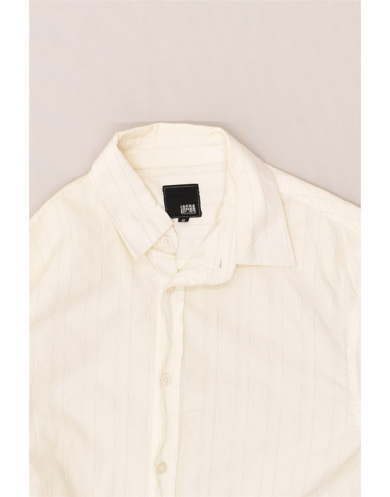 JACK & JONES Mens Shirt Medium White Striped Cotton | Vintage Jack & Jones | Thrift | Second-Hand Jack & Jones | Used Clothing | Messina Hembry 