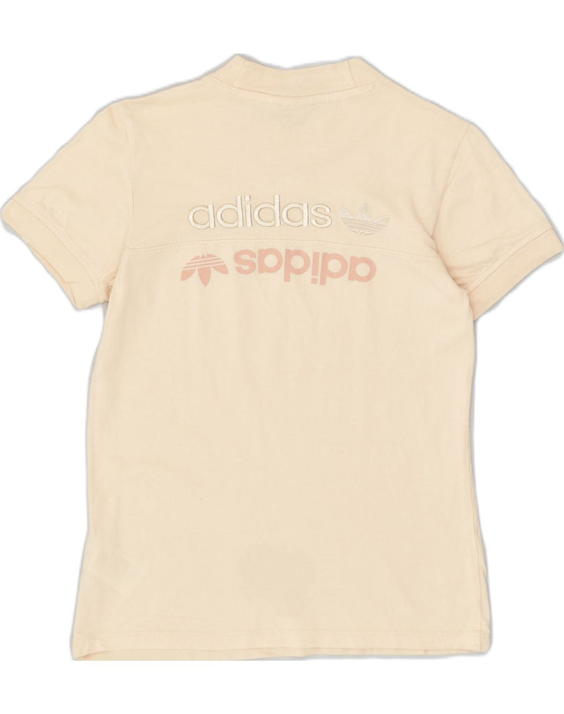 ADIDAS Womens T-Shirt Top UK 8 Small  Beige Cotton | Vintage Adidas | Thrift | Second-Hand Adidas | Used Clothing | Messina Hembry 