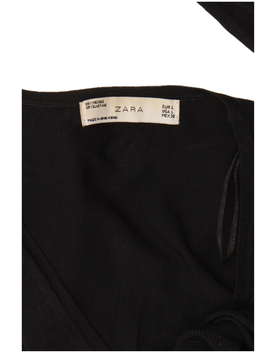 Zara Womens Basic Crop Cardigan Top UK 14 Large Black Viscose