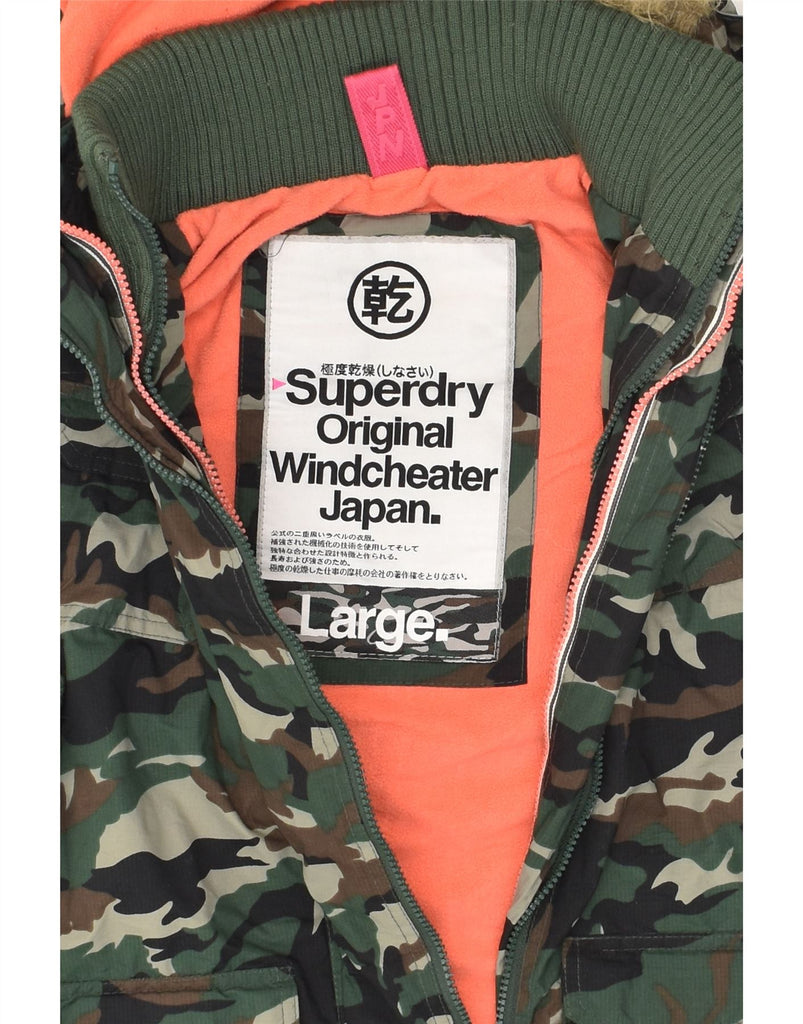 SUPERDRY Womens Windcheater Hooded Windbreaker Jacket UK 16 Large Green | Vintage Superdry | Thrift | Second-Hand Superdry | Used Clothing | Messina Hembry 