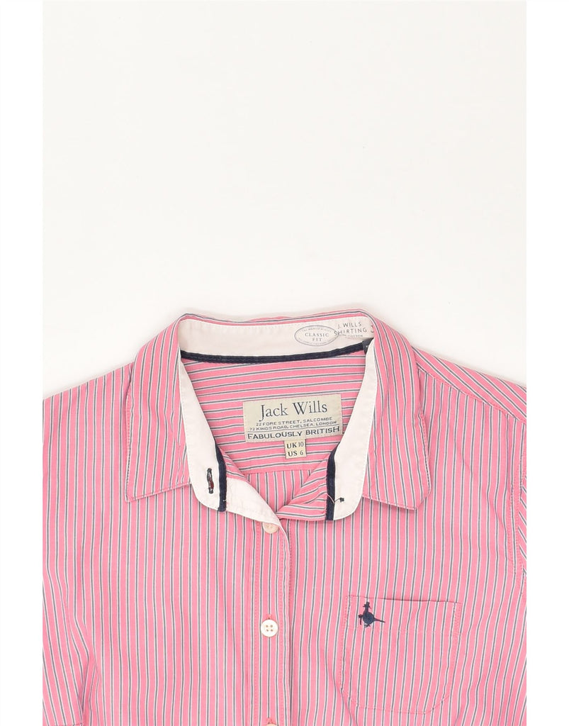 JACK WILLS Womens Shirt UK 10 Small Pink Striped Cotton | Vintage Jack Wills | Thrift | Second-Hand Jack Wills | Used Clothing | Messina Hembry 