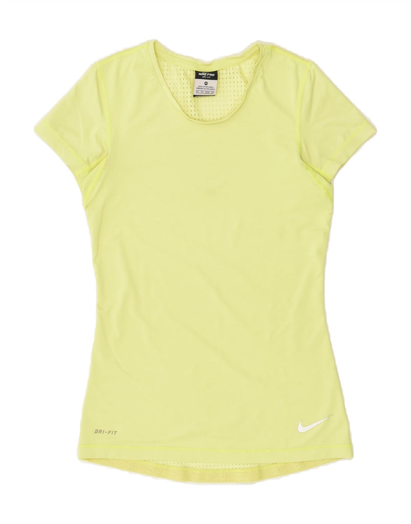 NIKE Womens Dri Fit T-Shirt Top UK 6 XS Yellow | Vintage Nike | Thrift | Second-Hand Nike | Used Clothing | Messina Hembry 