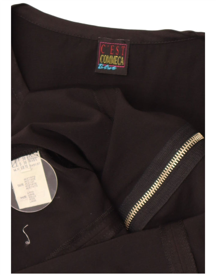 C'EST COMMECA Womens Sleeveless A-Line Dress UK 10 Small Black