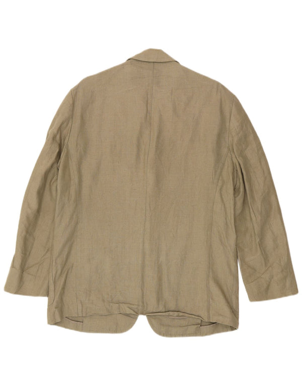 Marks & Spencer Mens 3 Button Blazer Jacket UK 40 Medium Khaki Linen