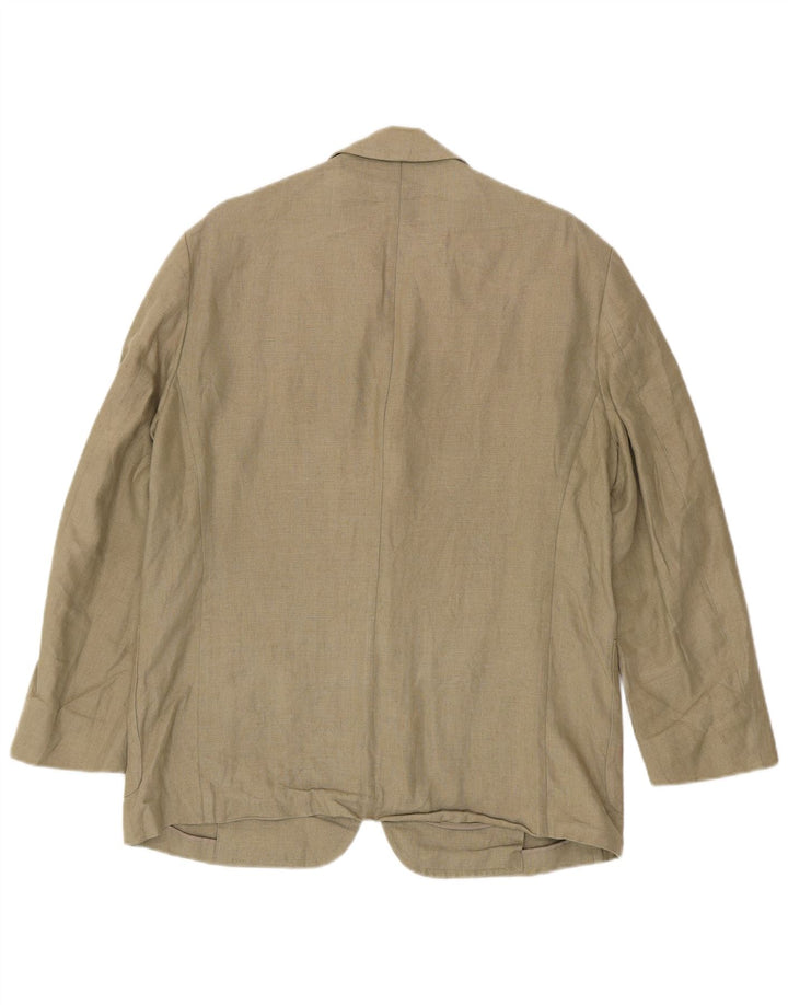 Marks & Spencer Mens 3 Button Blazer Jacket UK 40 Medium Khaki Linen