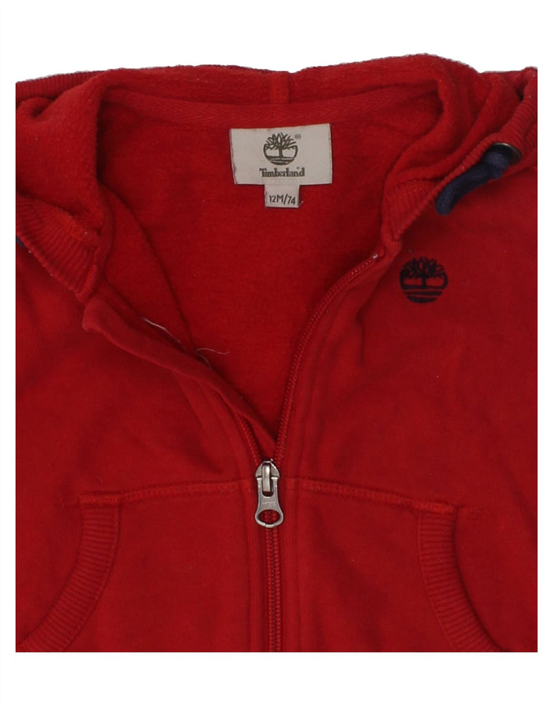 TIMBERLAND Baby Boys Zip Hoodie Sweater 9-12 Months Red Cotton | Vintage Timberland | Thrift | Second-Hand Timberland | Used Clothing | Messina Hembry 