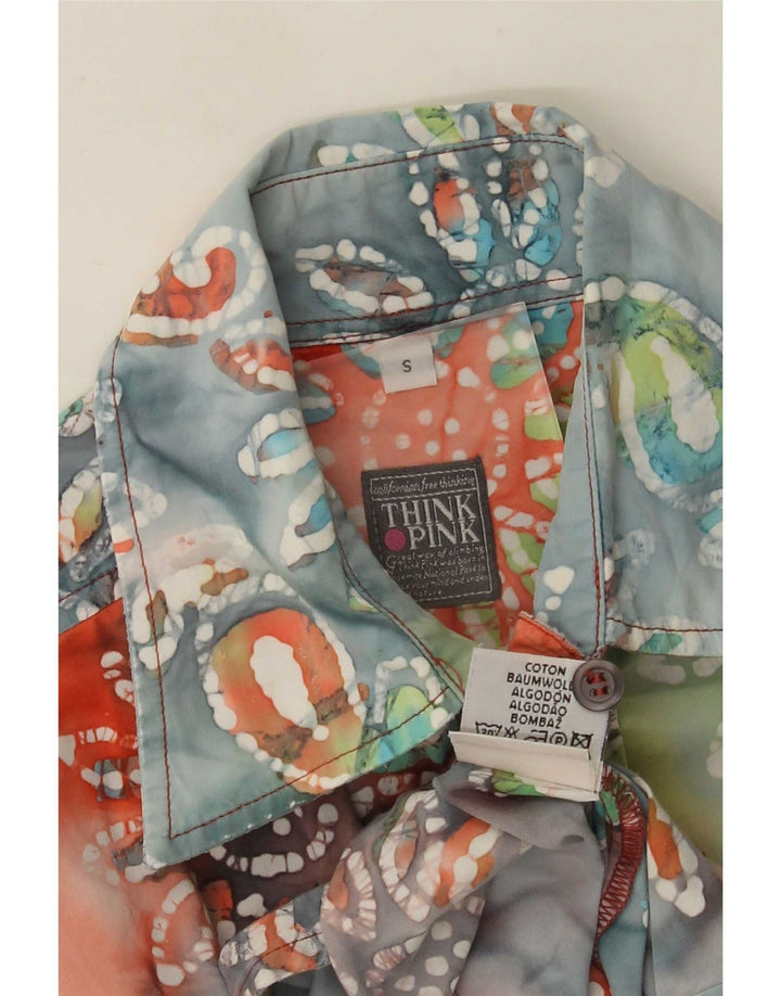 Think Pink Womens Shirt UK 10 Small Multicoloured Floral Cotton