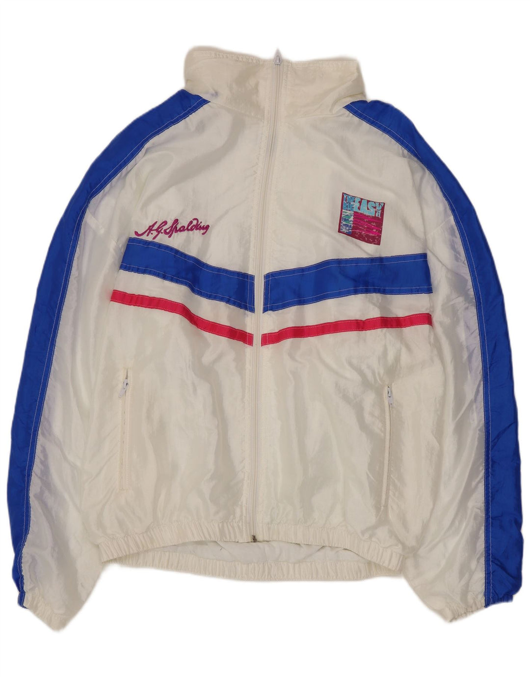 A.G. Spalding & Bros Mens Tracksuit Top Jacket XL White Colourblock Nylon