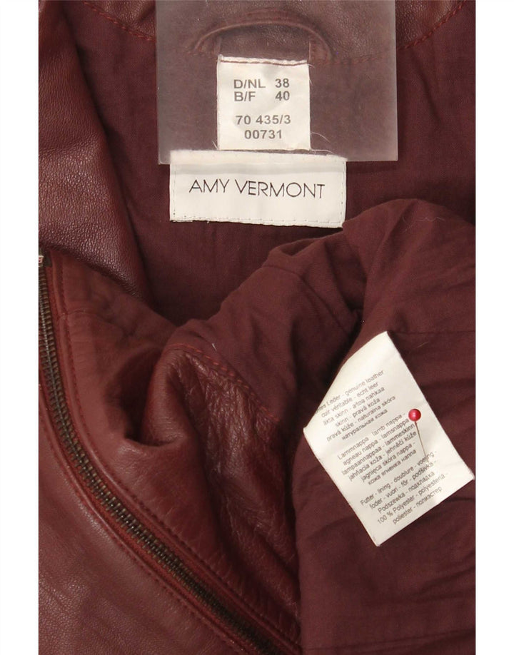 Amy Vermont Womens Leather Biker Jacket EU 38 Medium Burgundy Spotted