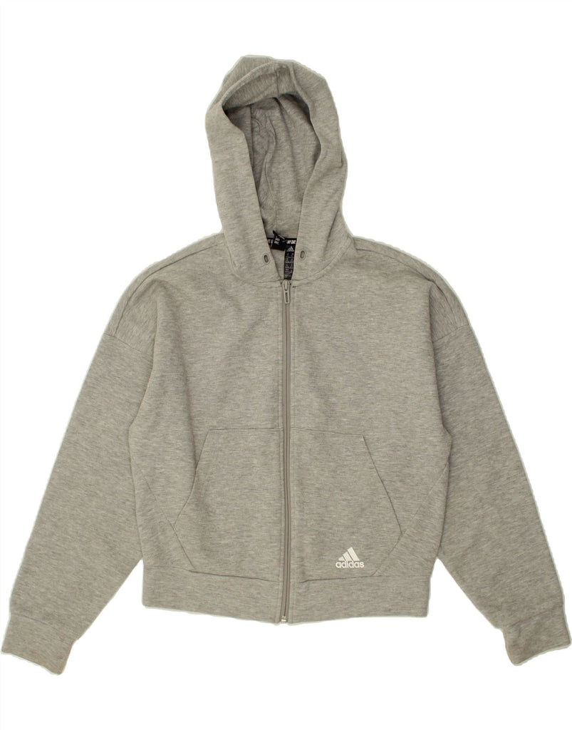 ADIDAS Womens Zip Hoodie Sweater UK 6 XS Grey Cotton | Vintage Adidas | Thrift | Second-Hand Adidas | Used Clothing | Messina Hembry 