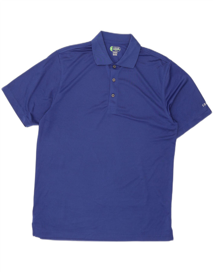 Izod Mens Polo Shirt Medium Blue Polyester