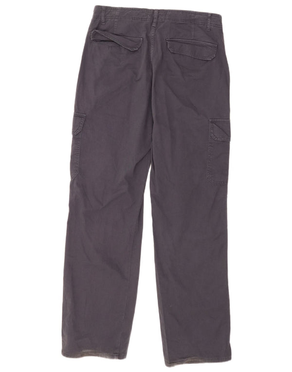 Zara Womens Straight Cargo Trousers EU 42 Large W32 L30 Navy Blue Cotton