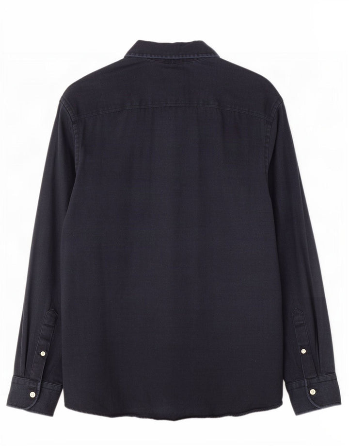 Zara Mens Denim Shirt Large Navy Blue Lyocell