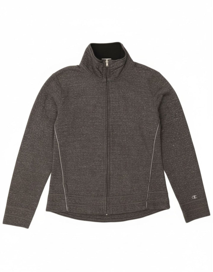 Champion Womens Tracksuit Top Jacket UK 10 Small Grey Flecked Cotton