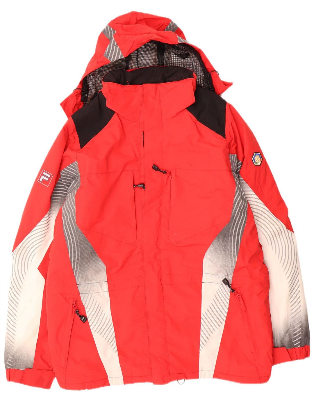 Fila Mens Hooded Windbreaker Jacket UK 40 Large Red Colourblock Polyamide