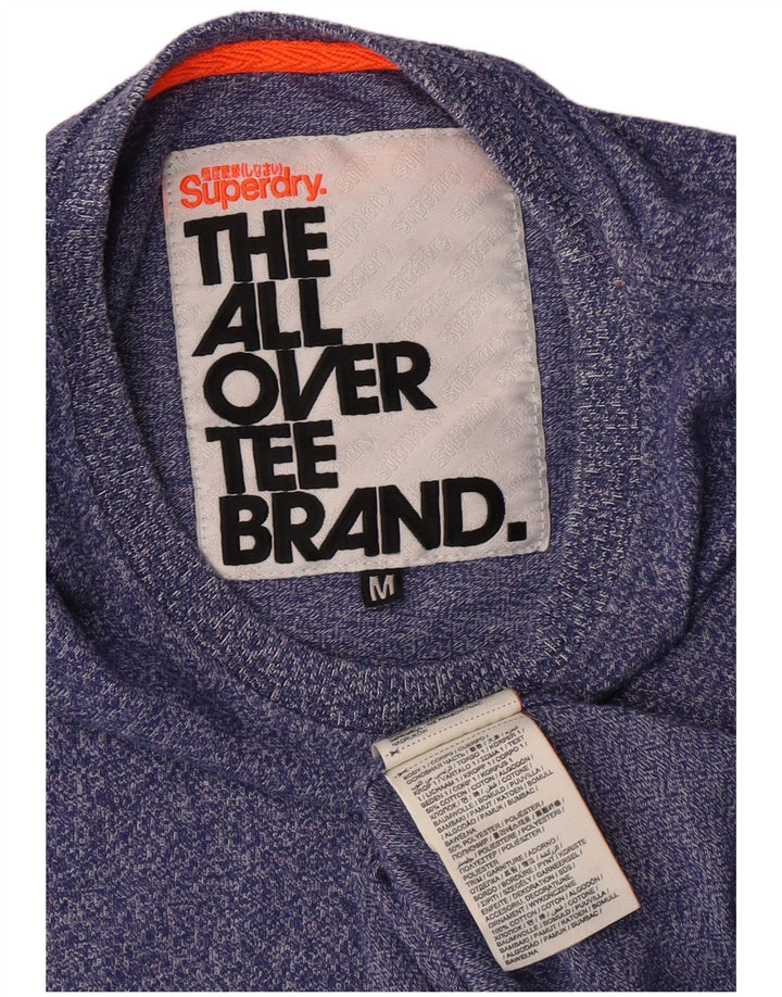 SUPERDRY Mens T-Shirt Top Medium Blue Flecked Cotton Tropical