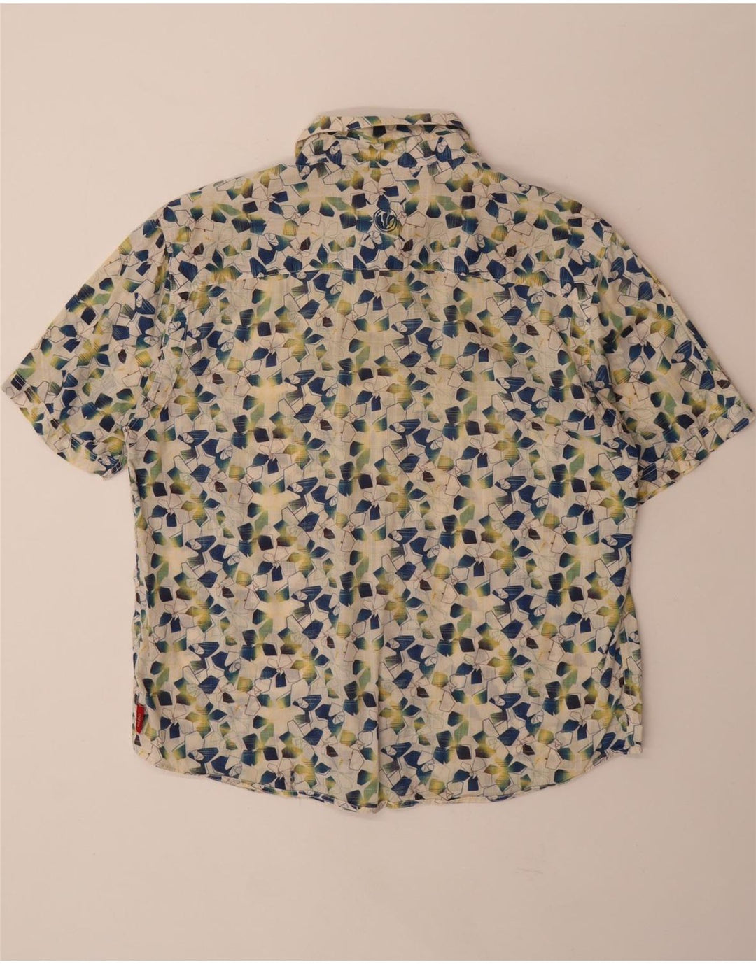 FAT FACE Mens Short Sleeve Shirt Large Off White Geometric Cotton