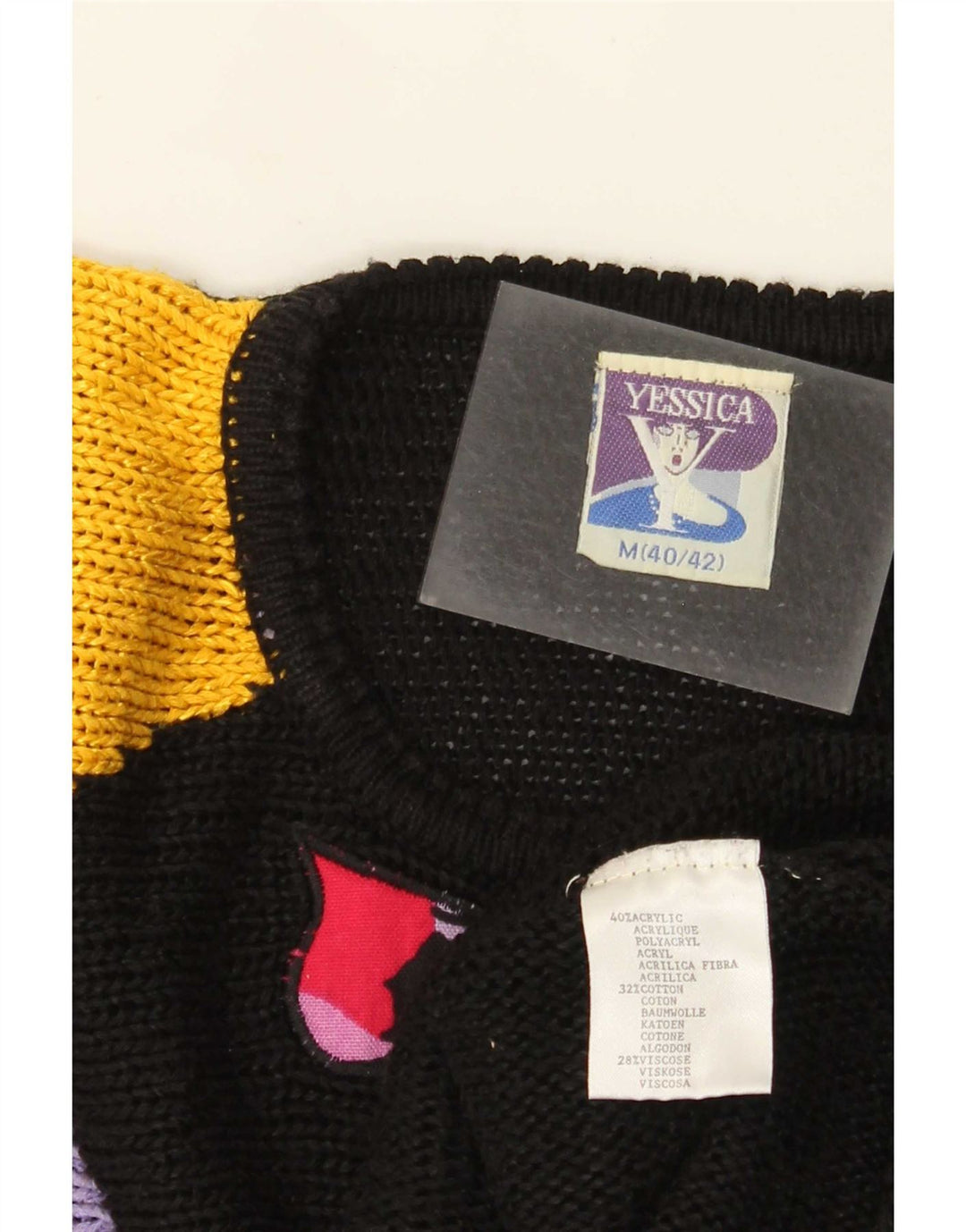 Yessica Womens Crew Neck Jumper Sweater EU 40/42 Medium Black Colourblock