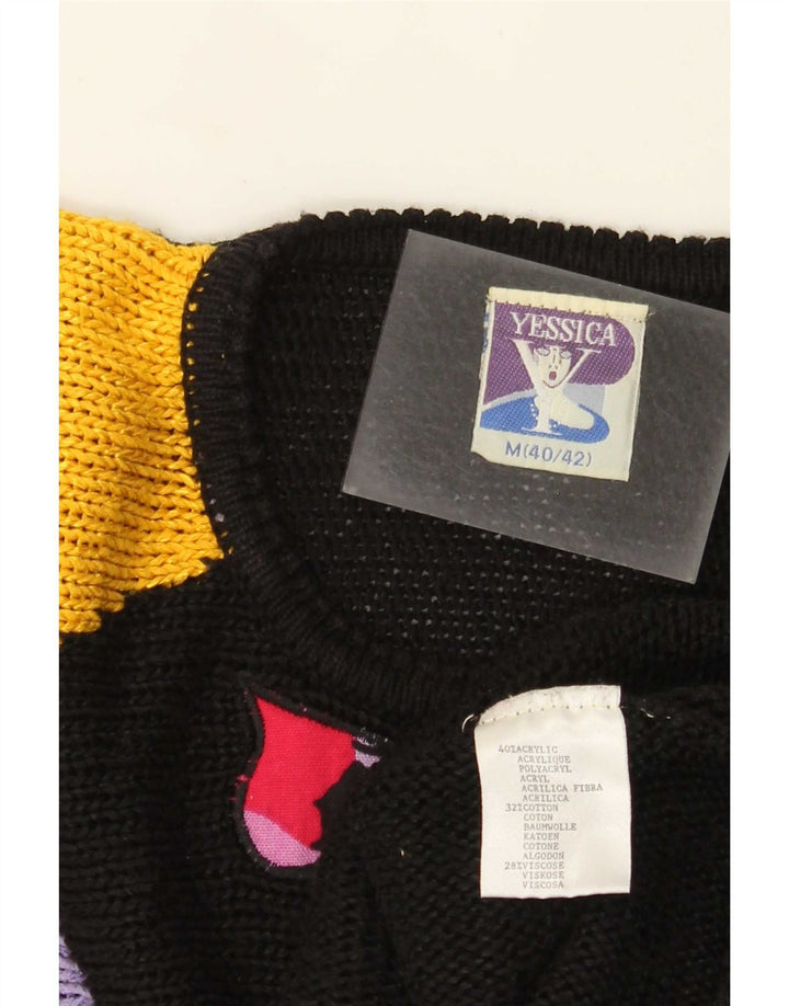 Yessica Womens Crew Neck Jumper Sweater EU 40/42 Medium Black Colourblock