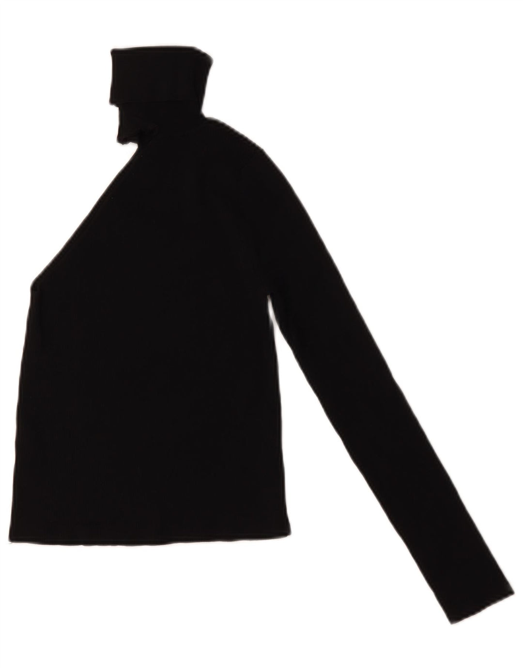 Zara Womens Crop Roll Neck One Shoulder Top UK 8 Small Black Viscose