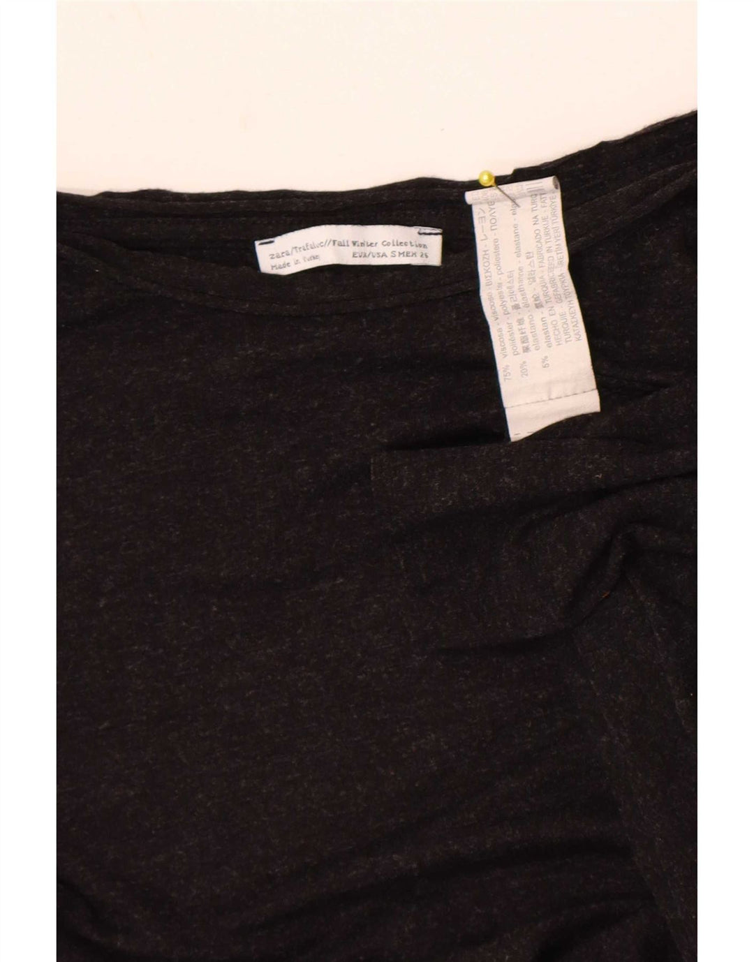 Zara Womens Long Sleeve Asymmetric Tunic Top UK 10 Small Grey Viscose