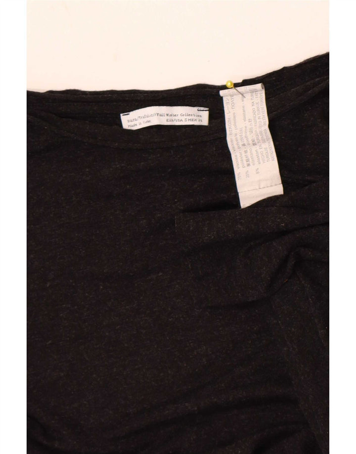 Zara Womens Long Sleeve Asymmetric Tunic Top UK 10 Small Grey Viscose